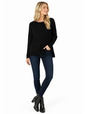 BB104 Loft Black Open Front Cardigan Womens Medium Long Sleeve